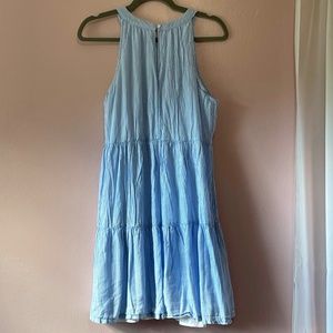 Old Navy Blue And White High Neck Tiered Dress